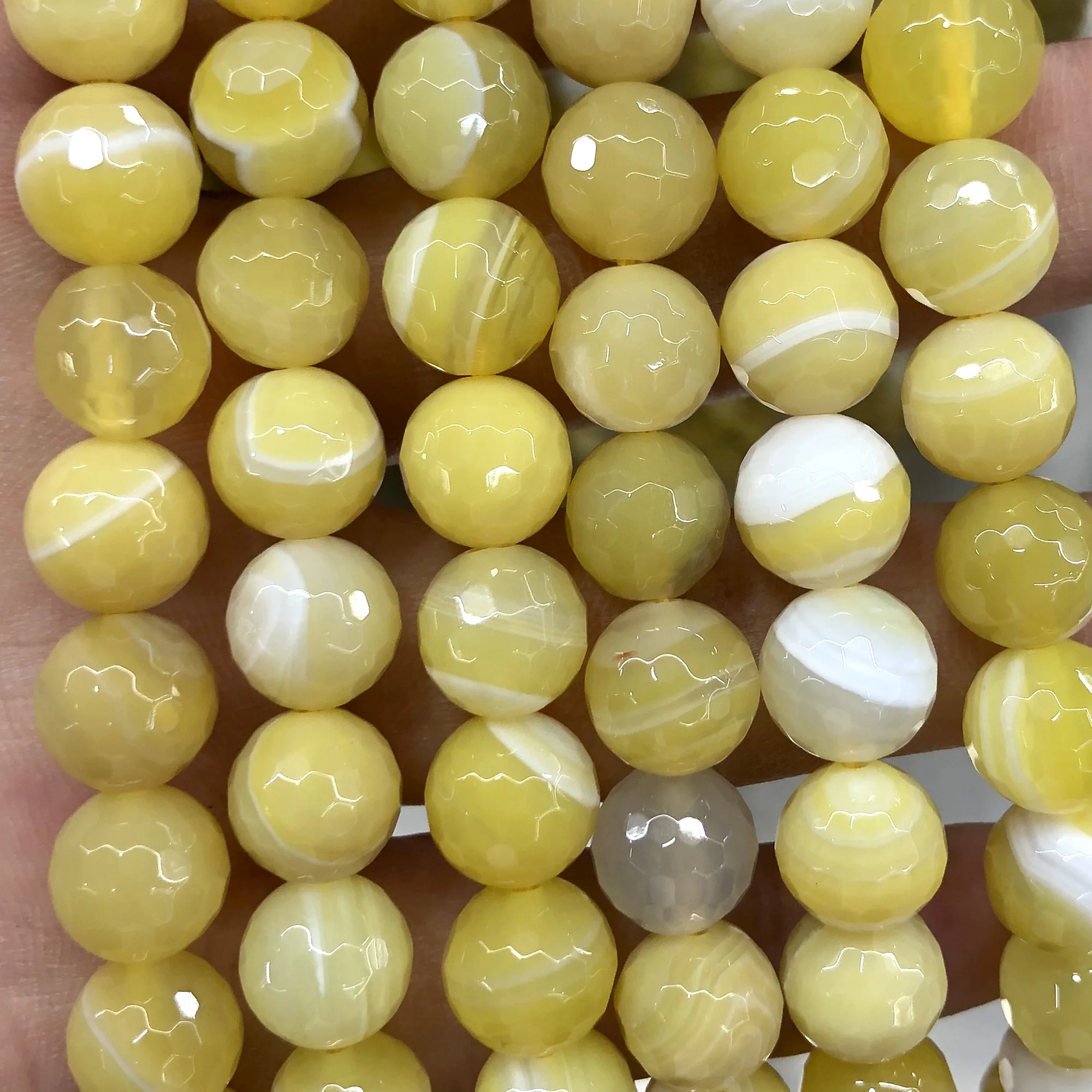 

Yellow Striped Agate Faceted Beads Natural Stone Beads Round Gemstone 6mm 8mm 10mm 12mm 15''