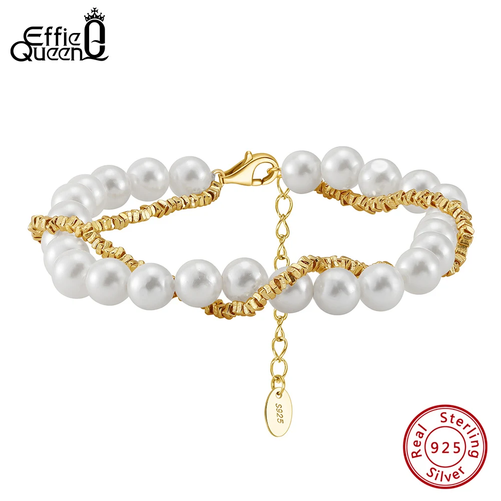 EFFIE QUEEN браслет из стерлингового серебра 925 пробы с бисером цепочка-наггетс