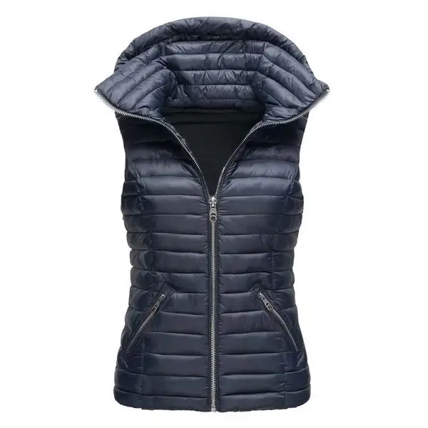 Womens Winter Thick Slim Vest Hooded Puffer Jackets Sleeveless Waistcoat Top Warm Coat 3
