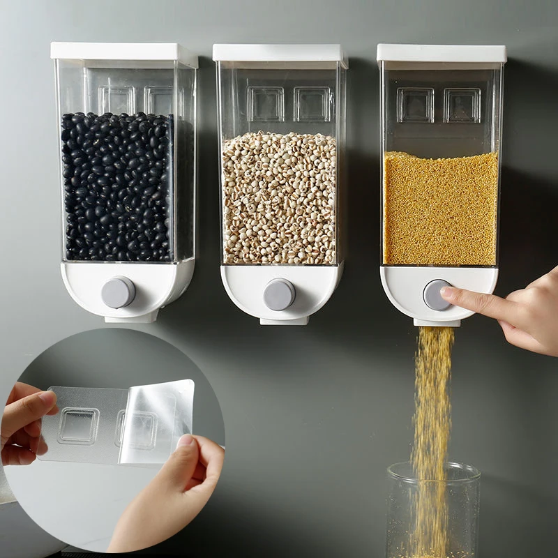 

Wall-mounted Storage Tank Food Cereal Storage Box Container Kitchen Storage Box Airtight Container Kitchen Food Legume Dispenser