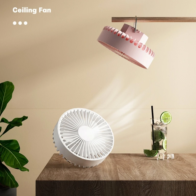 

New Mini Ceiling Fan Outdoor Camping Wall Mounted Fan USB Multifunctional Dormitory Wall Fan Portable Rechargeable Electric Fan