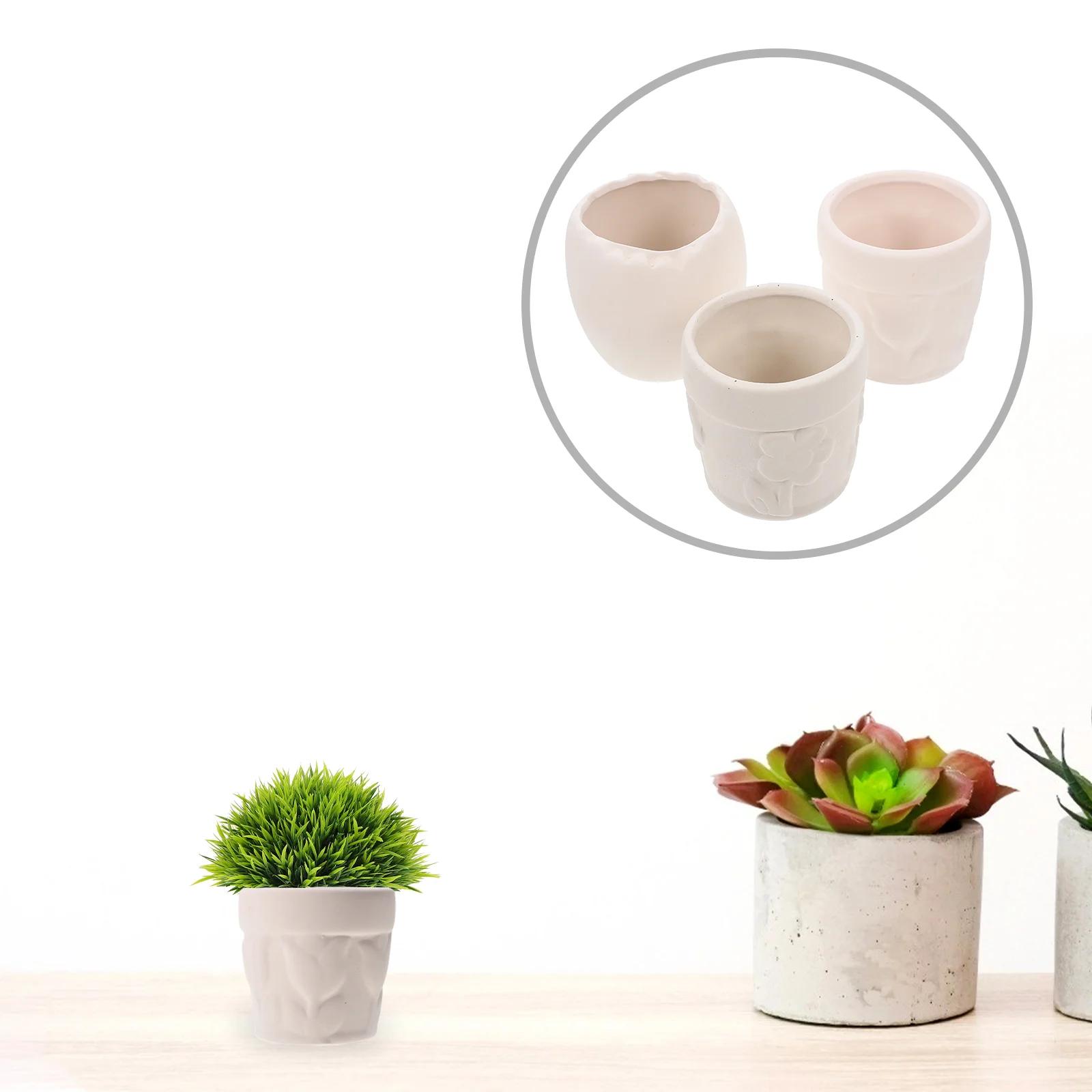 

3pcs Unfinished Blank Flower Pots Diy Blank Ceramic Flower Pots Materials