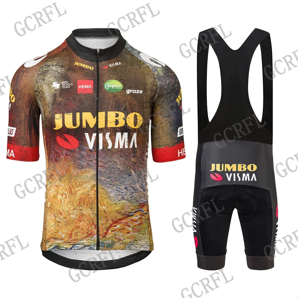 

2022 JUMBO Visma Cycling Jersey Set 12D Bike Shorts MTB Mens Short Sleeve Bicycle Shirts Maillot Clothing Breathable