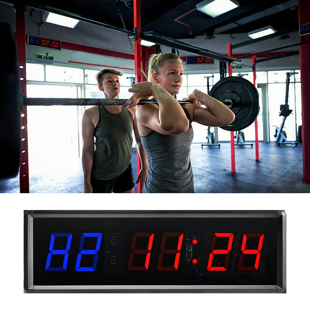 

Gym Timer Alternate Count Segmented Cycle Timer 1.5Inch Countdown Wall Clock Fitness Timer with Buzzer Stopwatch for Home Gym