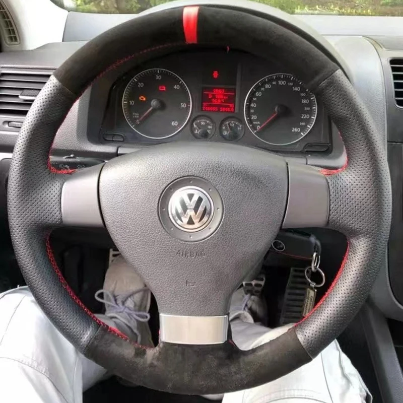 

Замшевая Кожаная оплетка для Volkswagen Golf 5 Mk5 VW Passat B6 Jetta 5 Mk5 Tiguan 2007-2011, автомобильные аксессуары