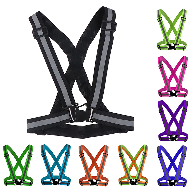 

1 шт., регулируемый светоотражающий полосатый жилет для безопасности