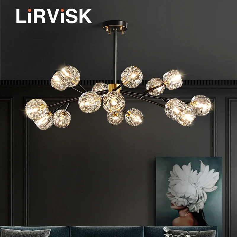 

18 Lights Chandelier, Sputnik Modern Crystal Chandelier Ceiling Light for Kitchen Bedroom Living Room Dining Room DD-287-18