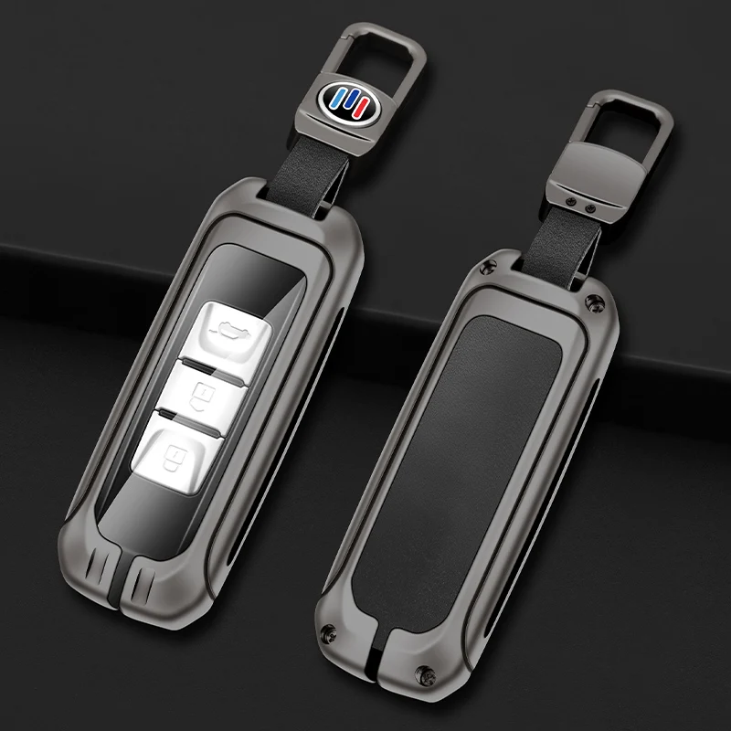 

Zinc Alloy+Leather TPU 3 Buttons Car Smart Remote Key Bag For SAIC-GM-Wuling Baojun 510 730 560 530 310W E100 Accessories