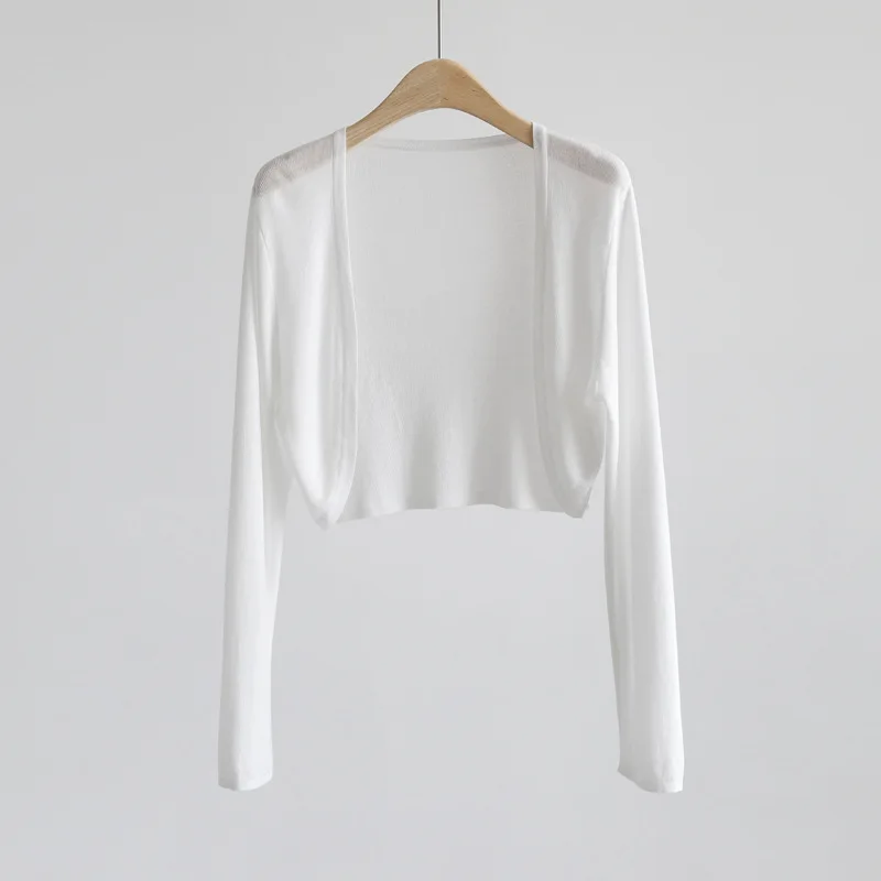 Вязаный кардиган из ледяного шелка куртка женская летняя шаль осенняя верхняя