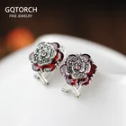 Настоящее серебро 925 ювелирные изделия натуральный гранатовый камень в этническом стиле бохо серьги для женщин женские туфли с цветочным принтом, персонализированные ювелирные изделия Bisuteria