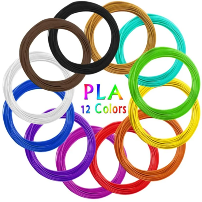

12 Rolls PLA Filament For 3D Pen Filament 12 Colors 3 Meter Diameter 1.75mm Plastic Filament For 3D Pen 3D Printer Pen