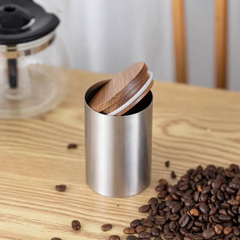 

Large Capacity Coffee Storage Container Stainless Steel Sealed Tank Japanes Style Moisture Proof Air Extraction Tea Storage Tank