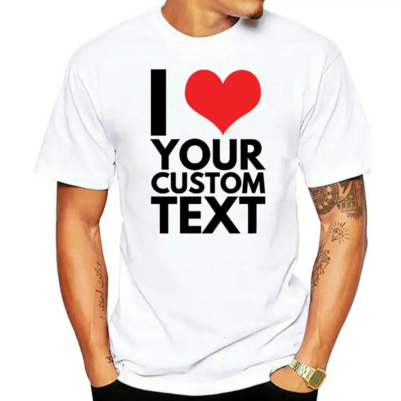 Mens Custom Text T Shirt - I Heart Tshirt Personalised Gift Secret Santa Xmas free shipping cheap tee Fashion Style Men Tee