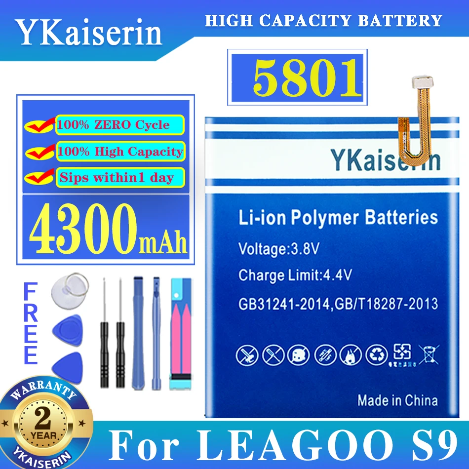 

100% Original YKaiserin High Quality Battery 4300mAh For LEAGOO S9 S 9 BT-5801 BT5801 BT 5801 Batterie Batteria