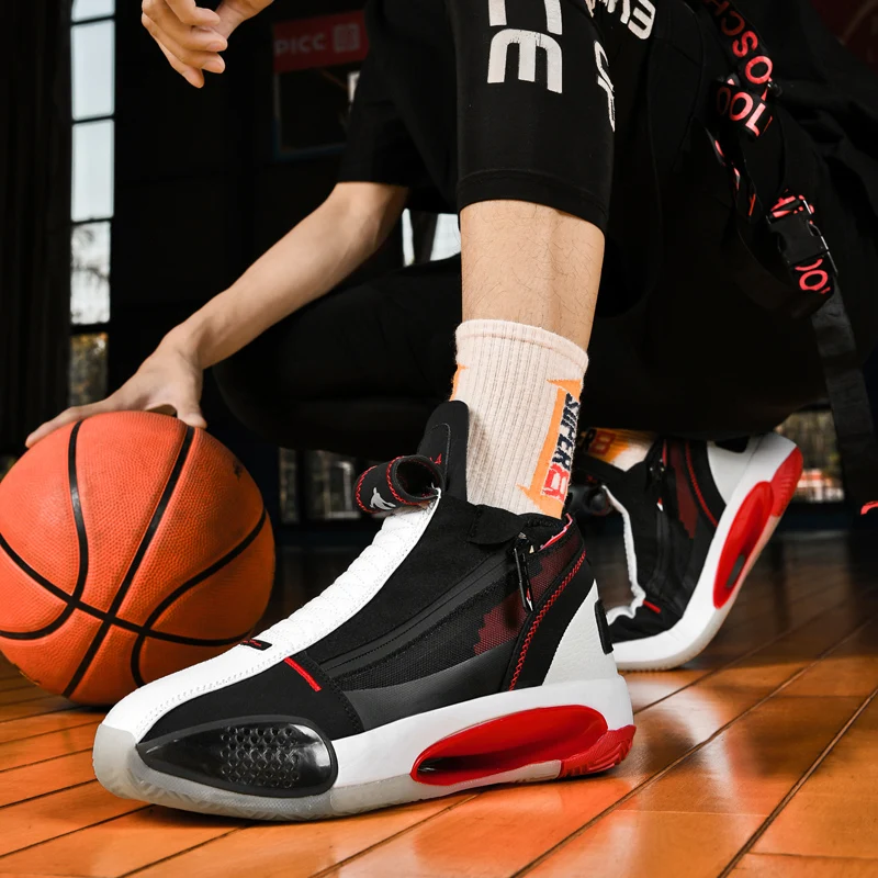 Explosive Basketball Shoes Couples High-top Unisex Sports Fashion Trend Actual Combat Outfield Shoes All-match Casual