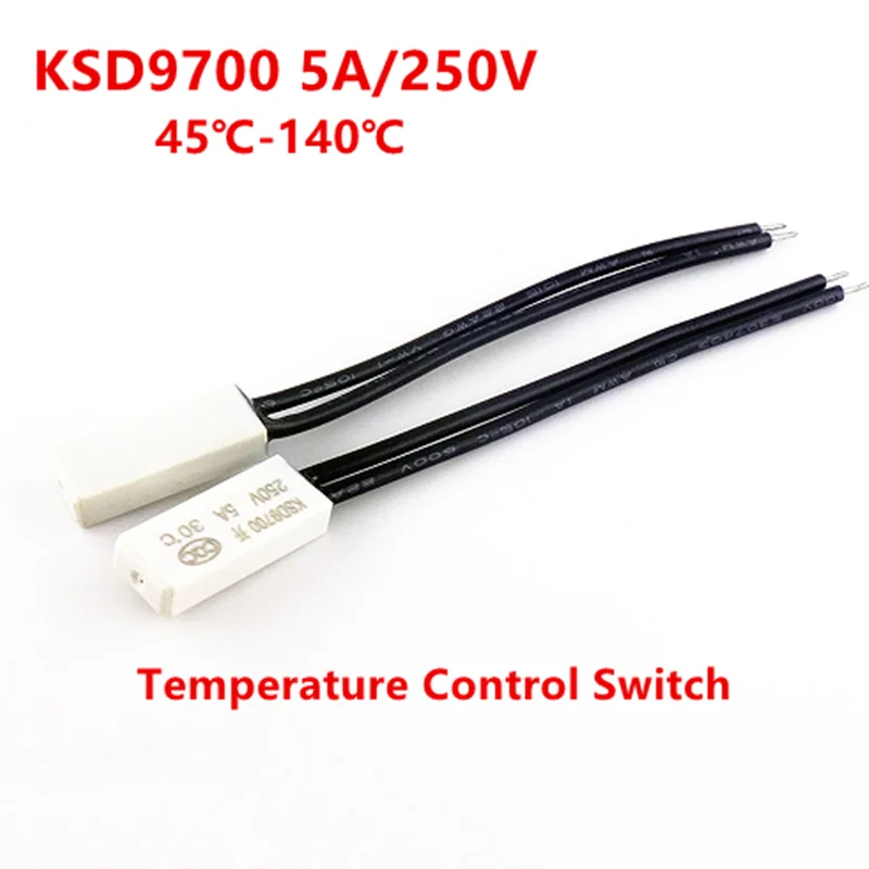 Термостат Термозащитные предохранители KSD9700 250 В 5 А Пластик TB05 45C 50C 55C 60C 65C 75C 80C 85 90C 95C 100C 110C 115C 125C NO NC