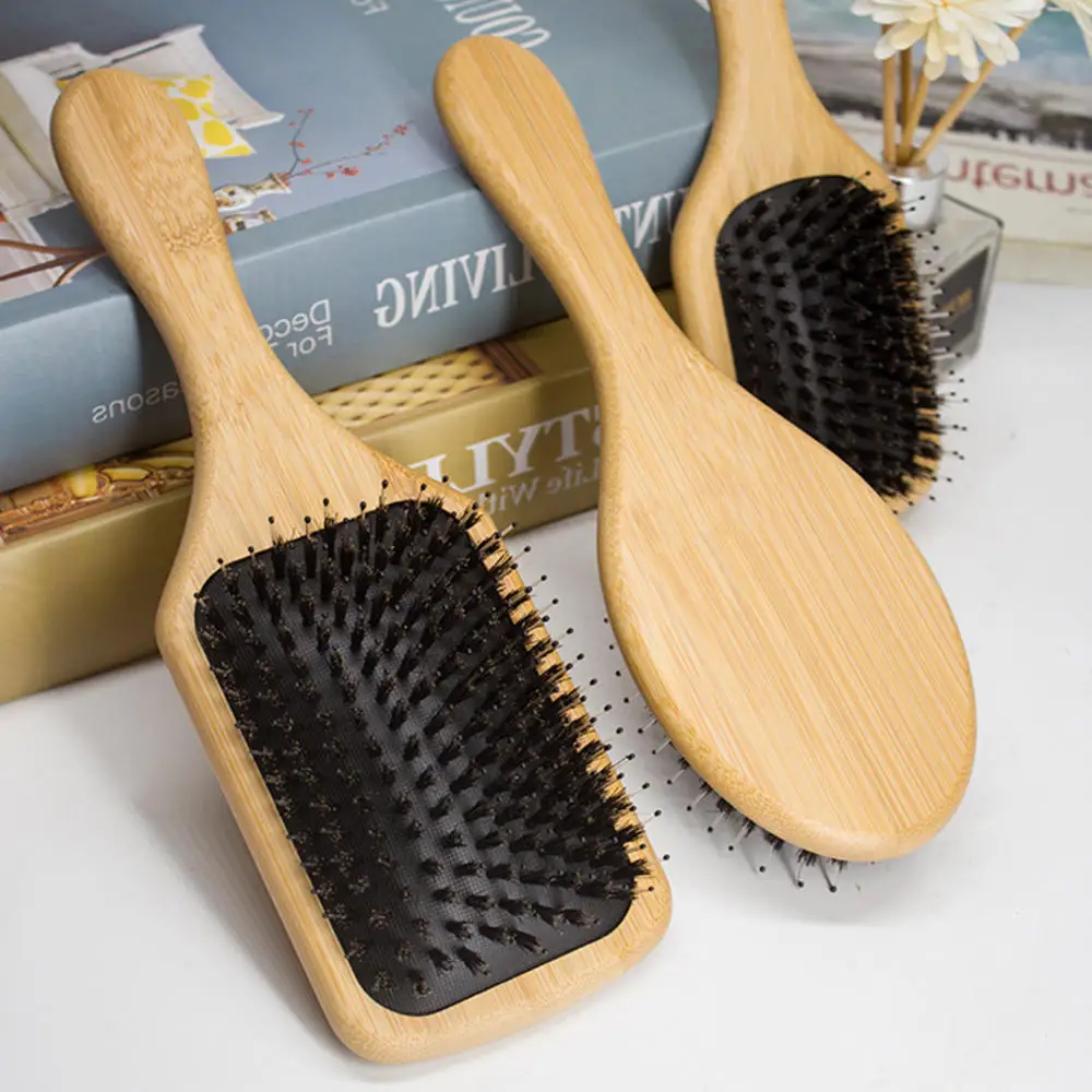 

Wooden Hair Brush Anti-Static Scalp Massage Comb Boar Bristle Air Cushion Comb Women Men Wet Dry Hair