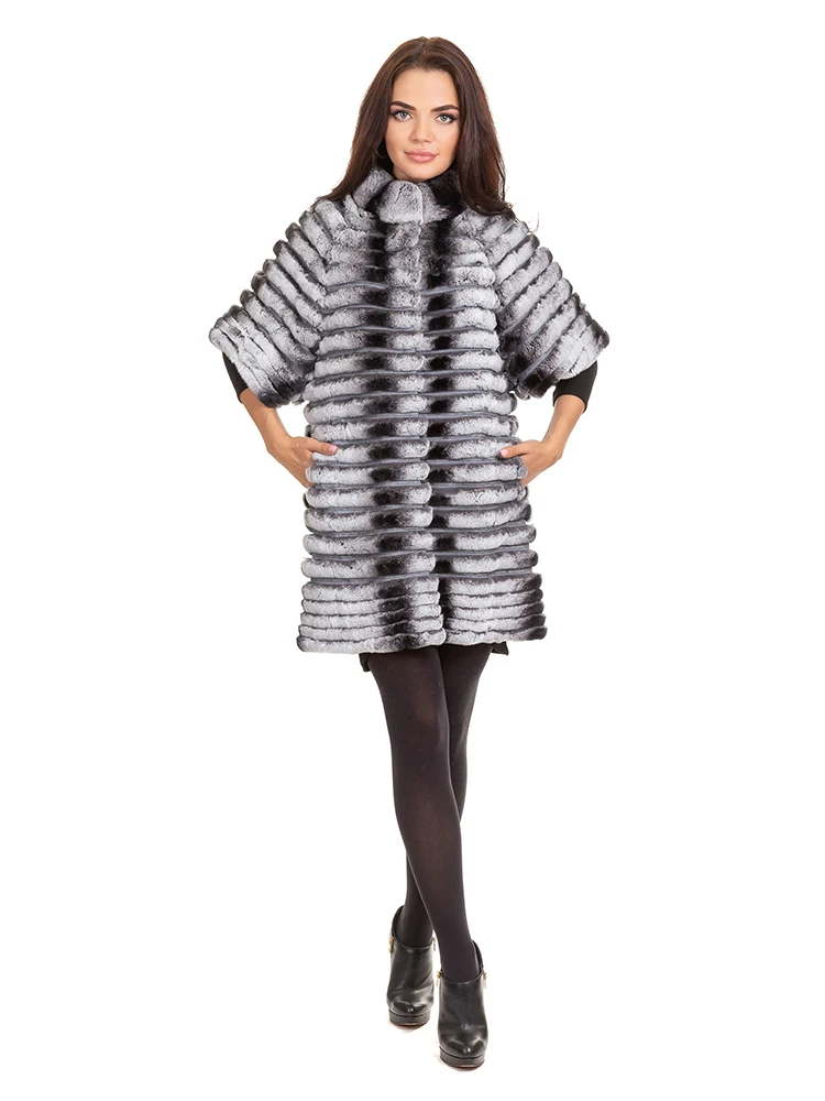 Half-height Collar Long Sleeve Genuine Rex Rabbit Fur Jacket Female Winter Fashion Causal Loose Natural Real Fur Coat Women enlarge