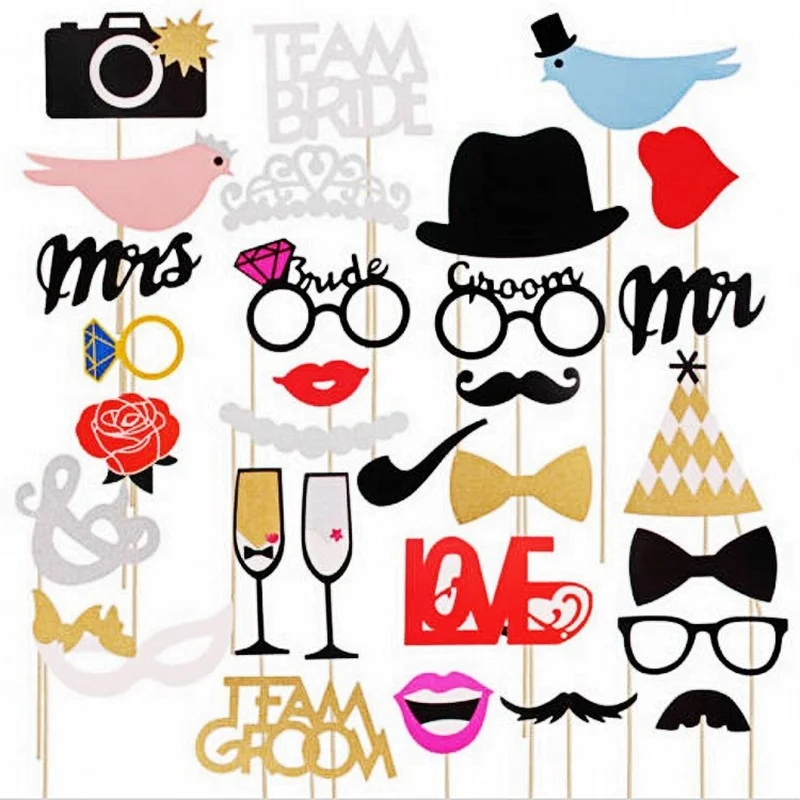 

Bride To Be Mr and Mrs Wedding Decoration Hen Party Bachelorette Party Team Bride Mask Photo Props Set Bridal Shower Decoration
