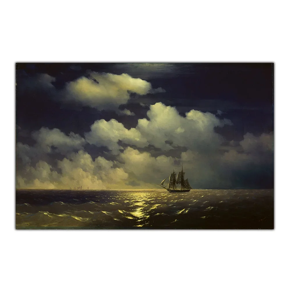 Цитон Холст Картина маслом Иван Айвазовский 《 Бриг Меркурий - Легендарные