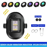motorcycle vibration strobe light usb chargeable led aircraft warning turn signal indicator lamp for bike drone round shape j3n5