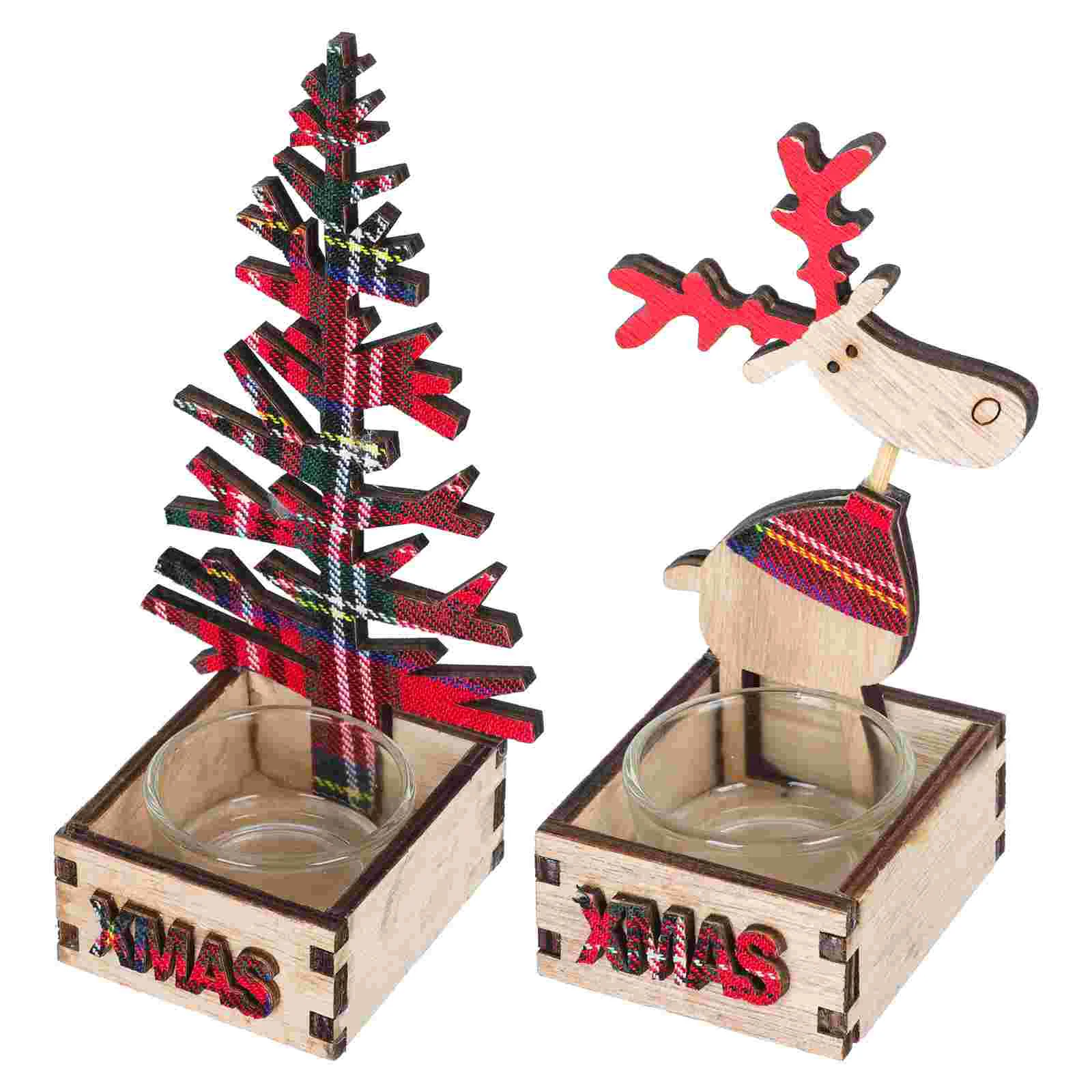 

2Pcs Desktop Candleholders Xmas Candlesticks Stand Decors for Home Decor Party