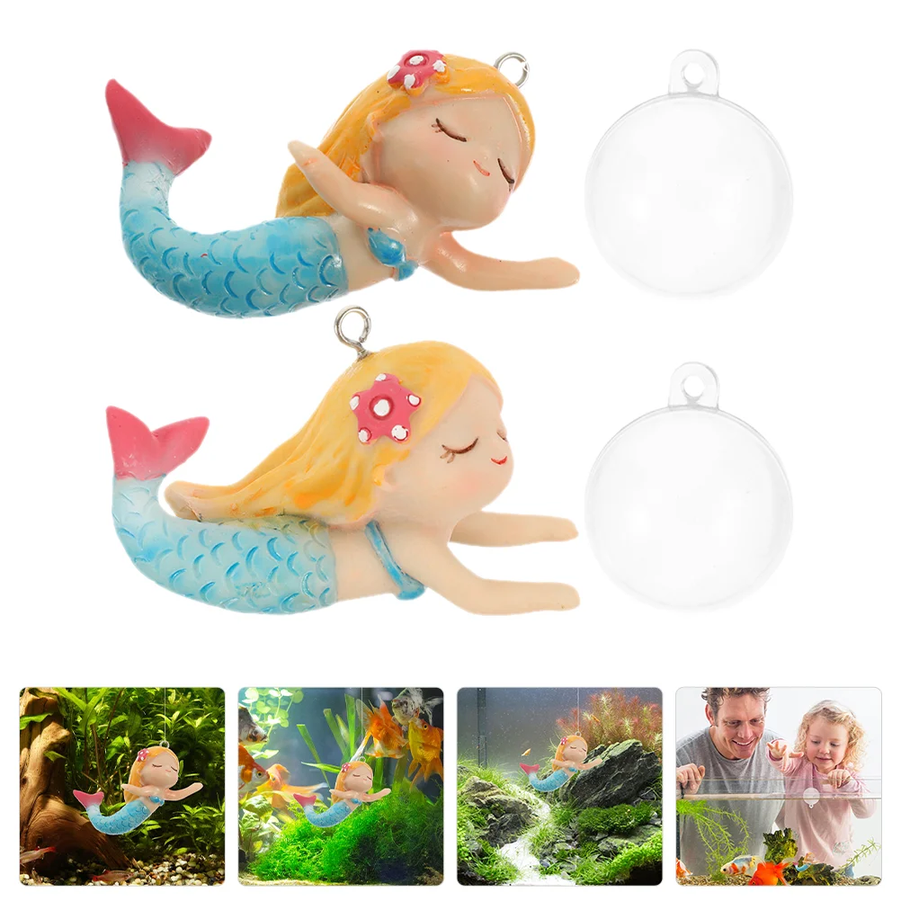 

2Pcs Floating Mermaid Decor Fish Tank Ornament Aquarium Floating Adorn Floating Ornament