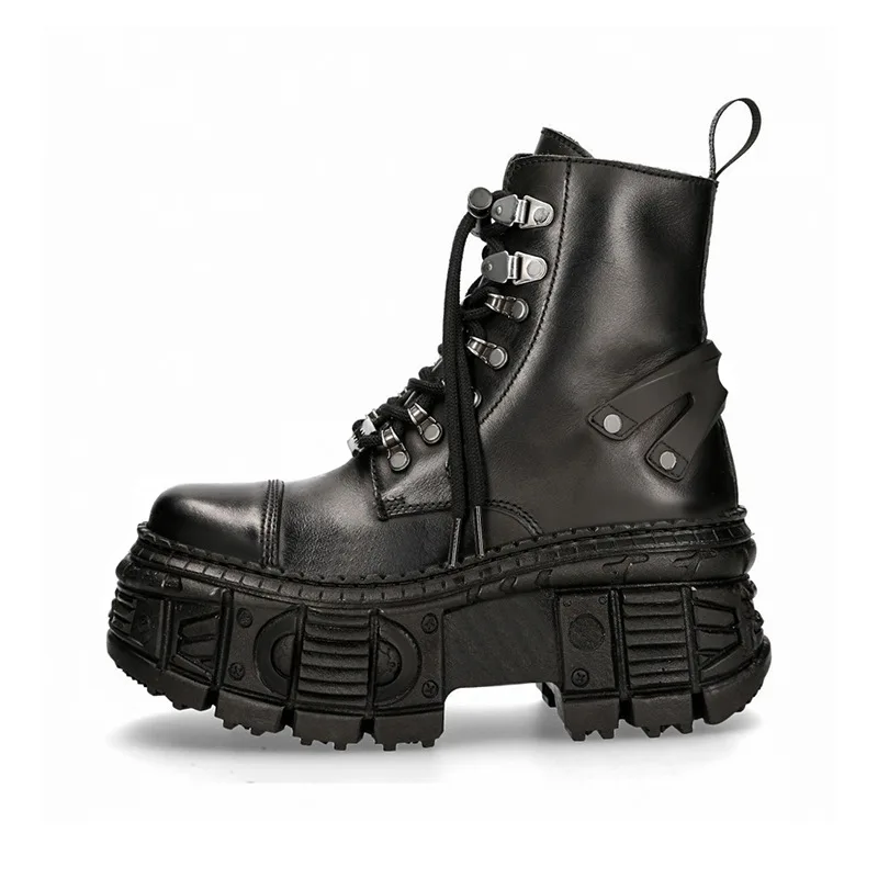 Черные мужские ботильоны в стиле ретро женские с металлическими украшениями на