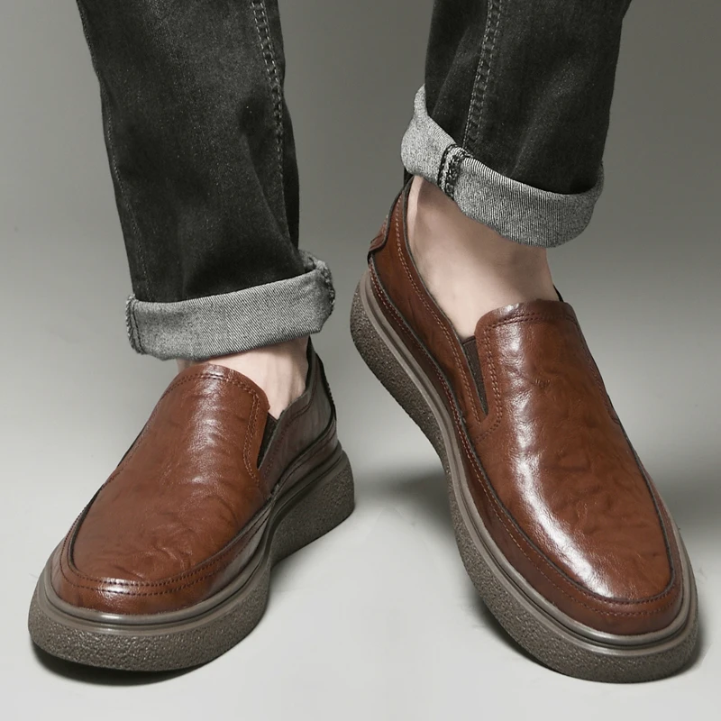 Мужские лоферы из натуральной кожи классические модные минималистичные