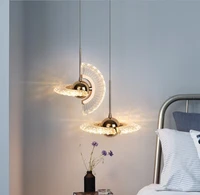 led pendant lamps nordic crystal series chandelier fashion iron luminaria to bedroom transparent lampshade minimalist decor