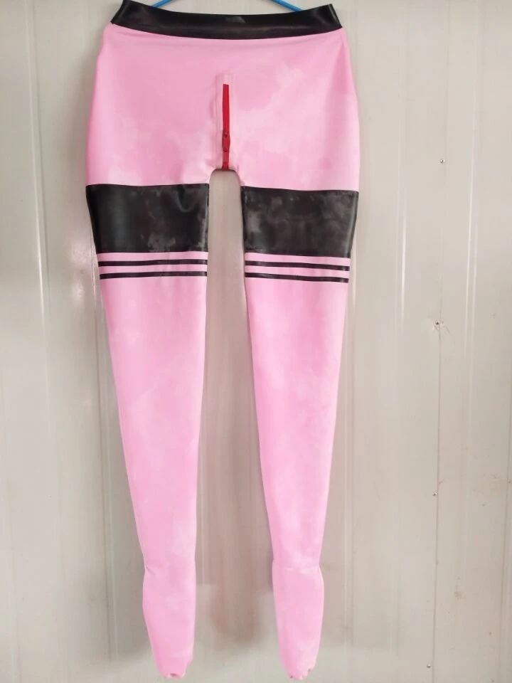 100% латексные резиновые модные розовые брюки Gummi размер ноги XS ~ XXL