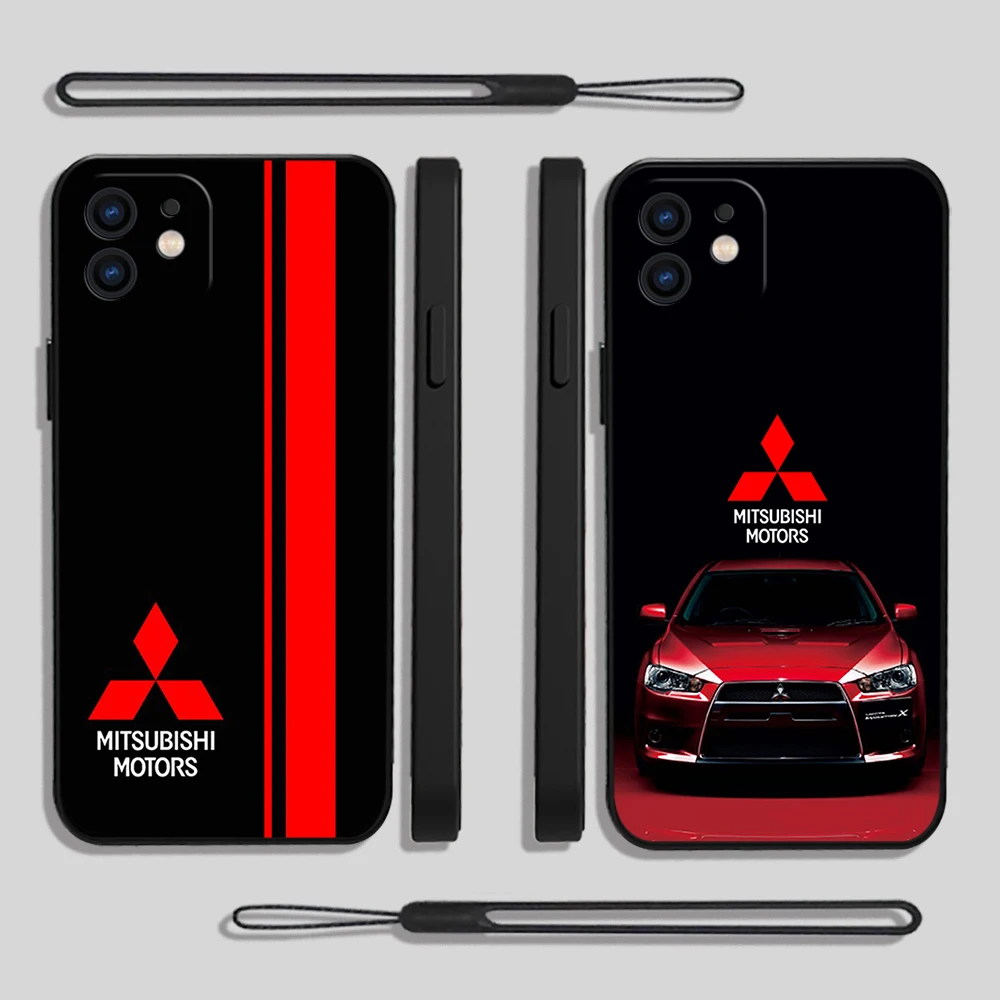 

New Car Mitsubishi Phone Case For Xiaomi Redmi Note 12 11 11T 10 10S 9 Pro Plus 10C 9A 9C 9T K40 K50 K60 4G 5G With Hand Strap