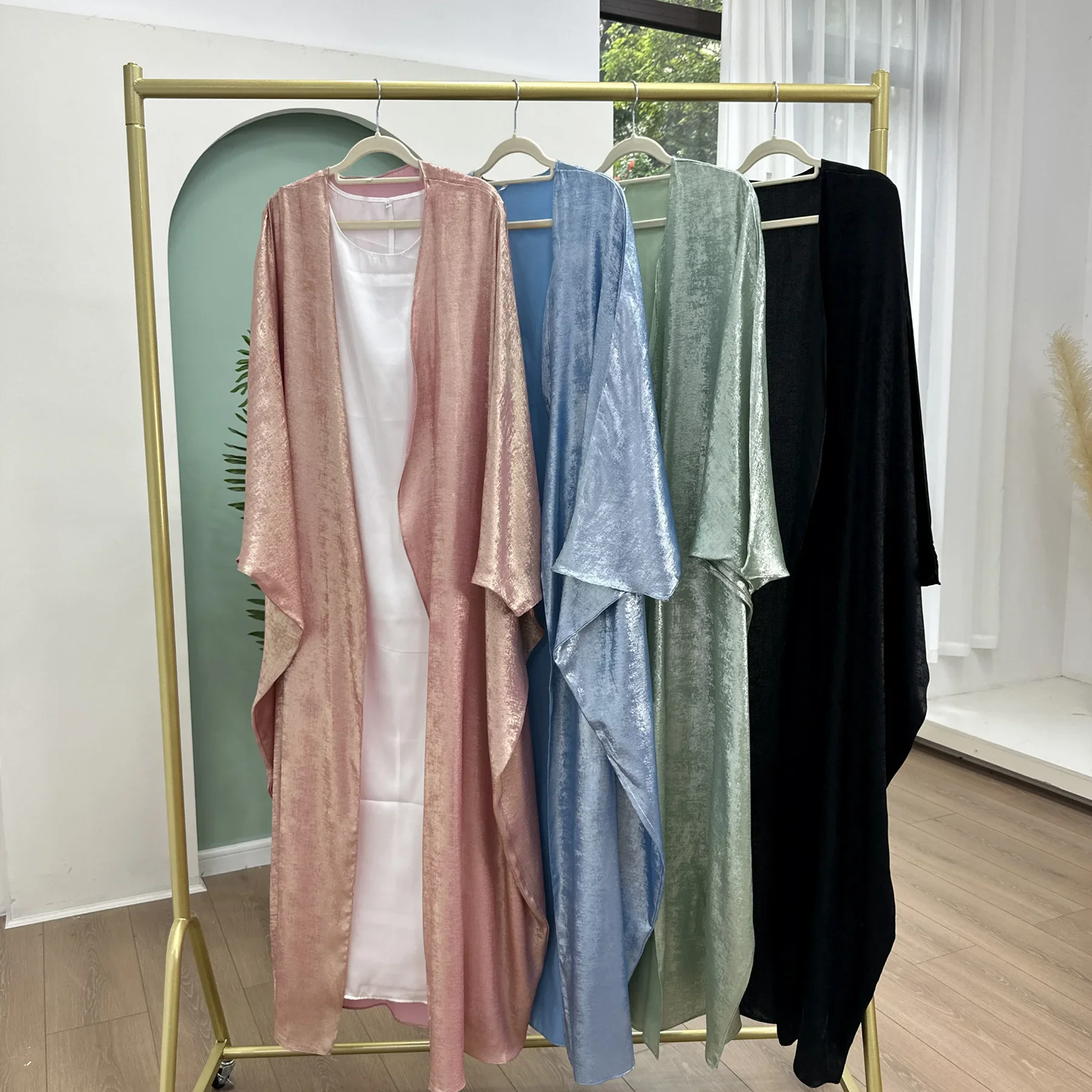 Открытое кимоно Абая бронзовое летнее мусульманское праздничное платье