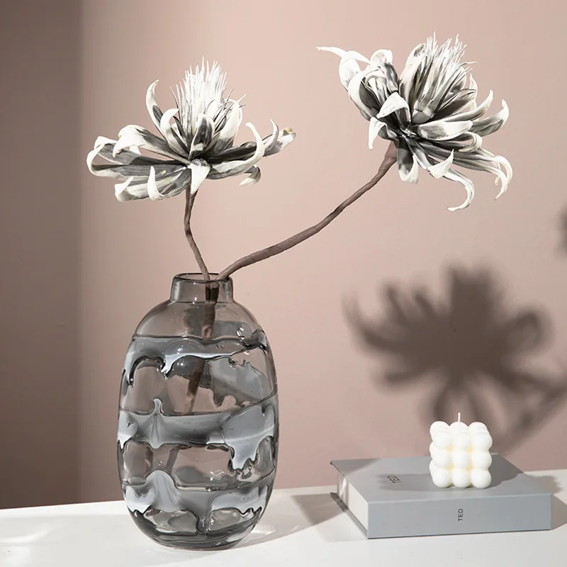 Стеклянная ваза складной узор цветочная композиция аксессуары прозрачный