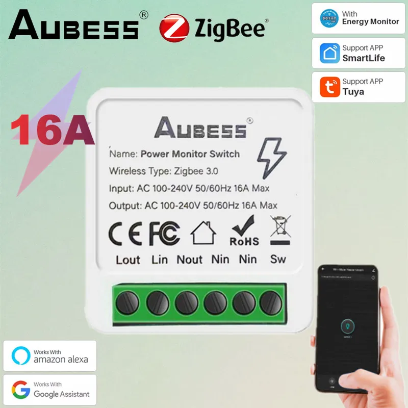 

Смарт-выключатель Tuya Zigbee, 16 А, с таймером