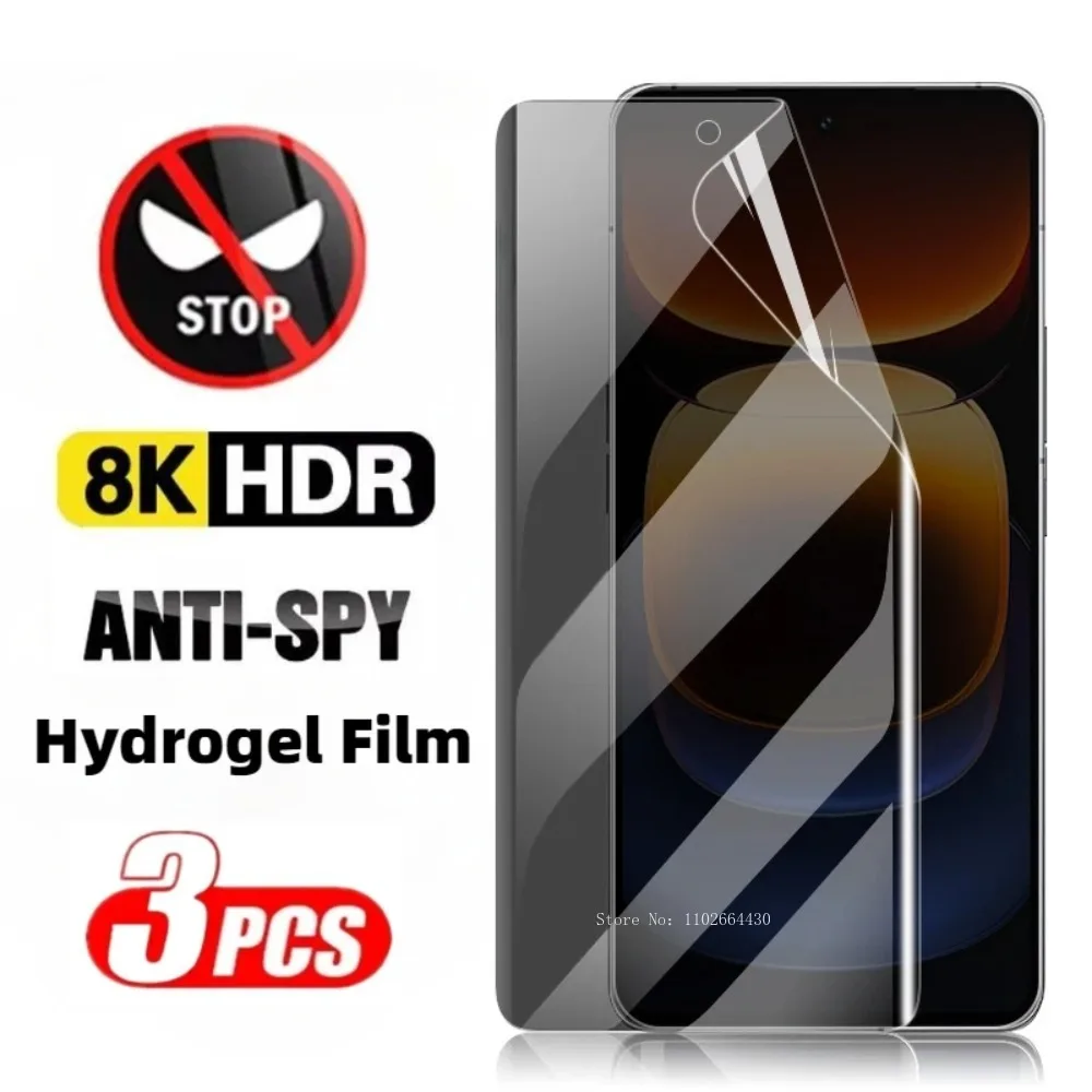 3 шт. изогнутая антишпионская гидрогелевая пленка для Vivo IQOO 12 11 9 8 Pro защитные