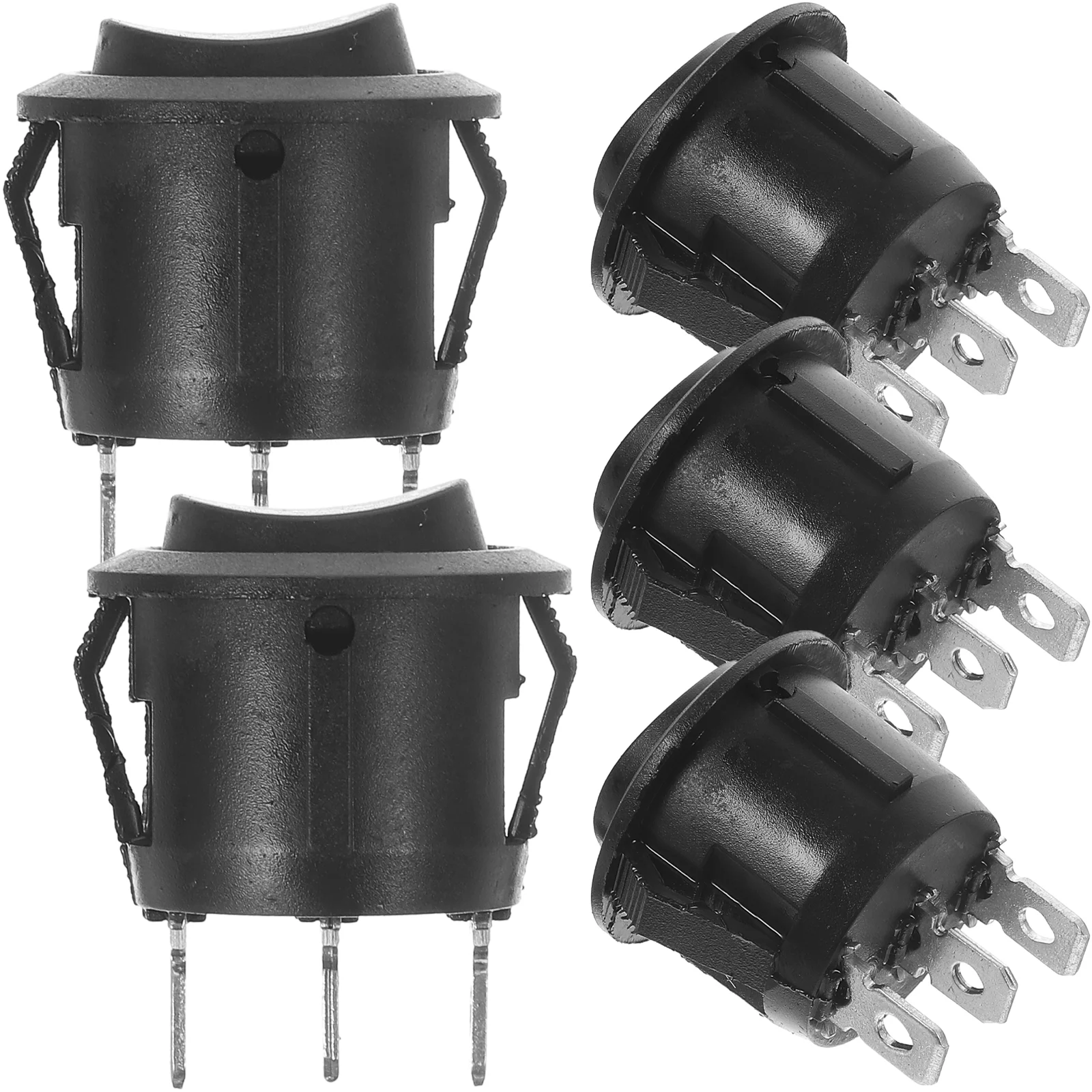 

5 PCS 3 23mm Car Round Rocker Single Pole Double Throw Push Buttons (Black)