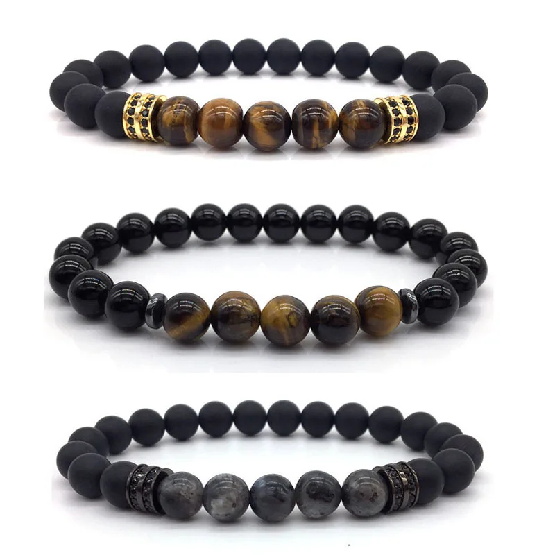 

2022 Vintage Handmade Stone Round Tube Men Bracelet 8mm Strand Tiger Eye Stone Bead Bracelet For Men party Jewelry Gift