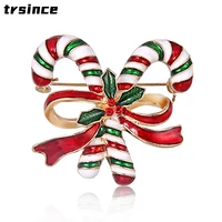 fashion vintage christmas cane brooch exquisite christmas brooches double crutches pin kids student bags clothes accessories