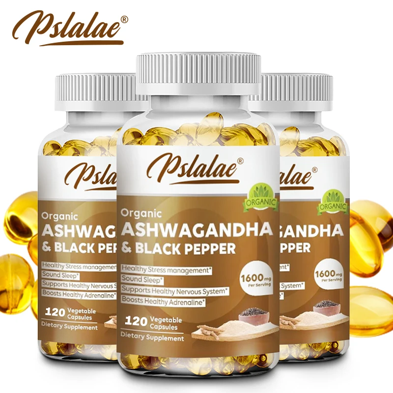 

Органическая добавка Ashwagandha 1600 мг с черным перцем-120 капсул-добавка для поддержки стресса, настроения, энергии и щитовидной железы