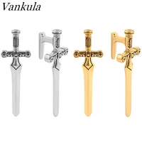 vankula 2pcs latest design stainless steel antique gold cross sword ear weight expanders body jewelry earring gauges stretchers