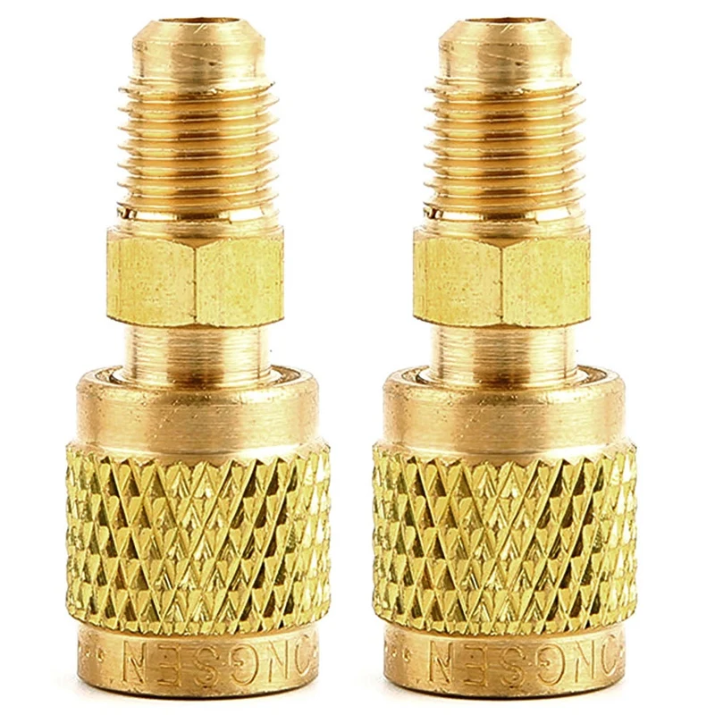 

2X Adapter Cable Hose Connector R22 R134A To R32 R410A Size 1/4 Inch To 5/16 Inch Air Conditioner Fluoride Tube Adapter
