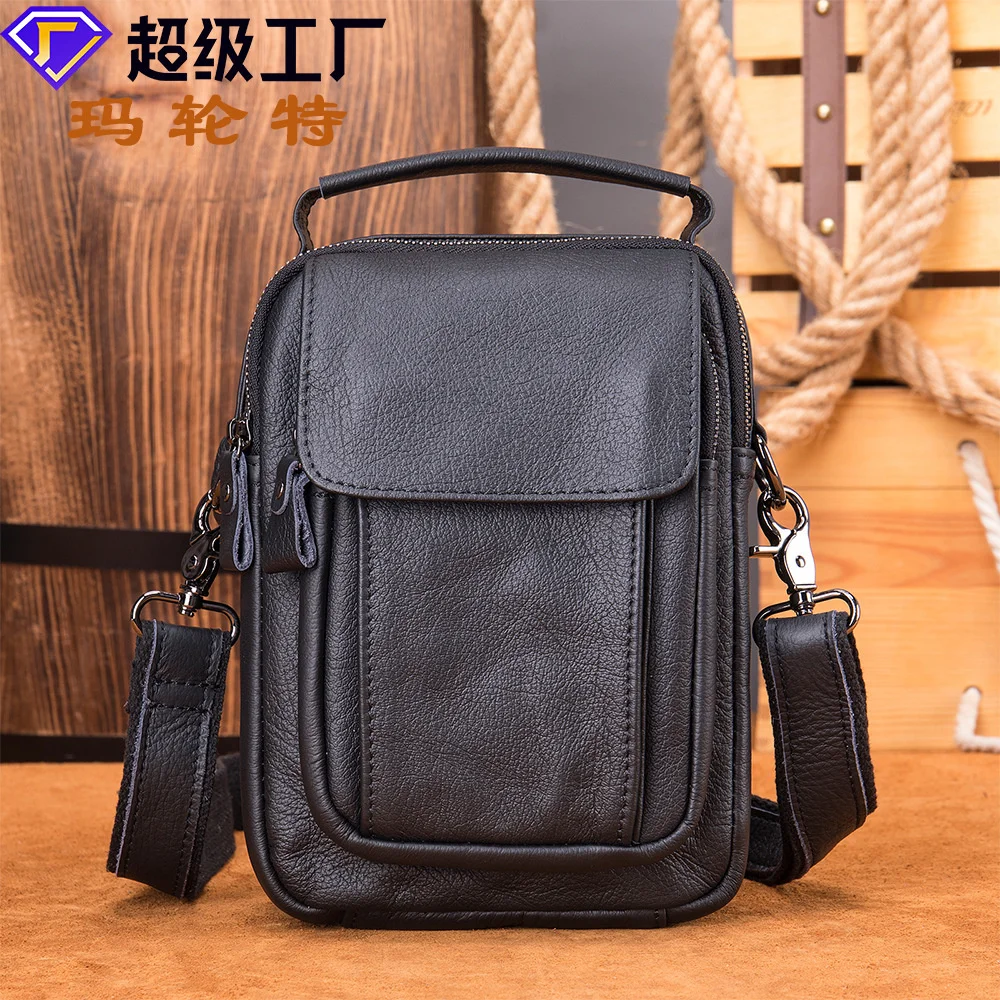 

Новая модная универсальная мужская сумка Maronite через плечо с продвинутым сенсом из натуральной кожи большой емкости
