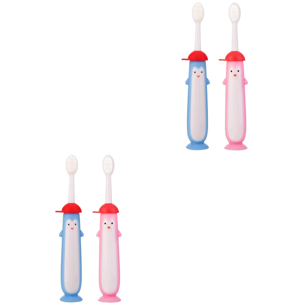 

4 pcs Kids Toothbrushes Cartoon Penguin Toothbrushes Adorable Teeth Cleaning Brushes