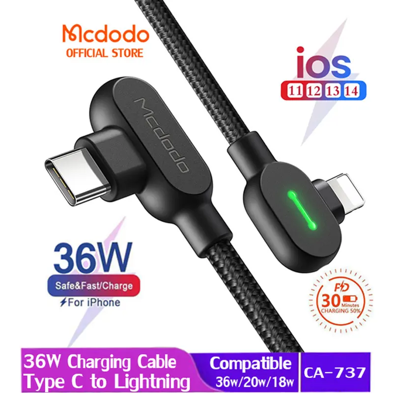 

Mcdodo 36W PD Type-C To Lightning Fast Charging Cable For iPhone 13 12ProMax 11PorMax Xr XS 8Plus IPad Data Cable Fast Charger