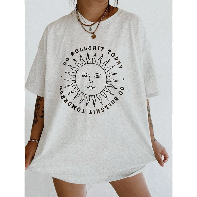 

Футболка женская Свободная с коротким рукавом, с принтом букв