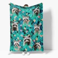 raccoon animal design flannel thicken big blanket pattern 3d printed blankets for on bed sofa home textiles dreamlike boys gift