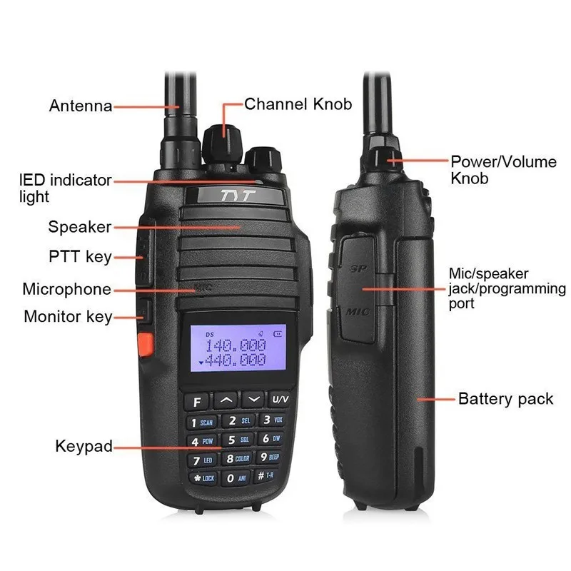 TYT TH-UV8000D 10W 3600mAh Handheld Radio, Dual Band 136-174/400-520MHz 10km Long Range Communication Portable Walkie Talkie