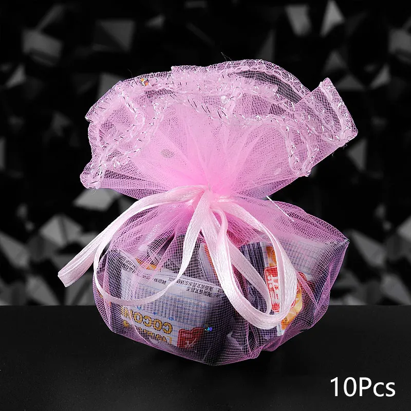 

10pcs/lot Organza Gift Bag Drawstring Pouches Candy Jewelry Packing Yarn Organza Storage Wedding Party Package
