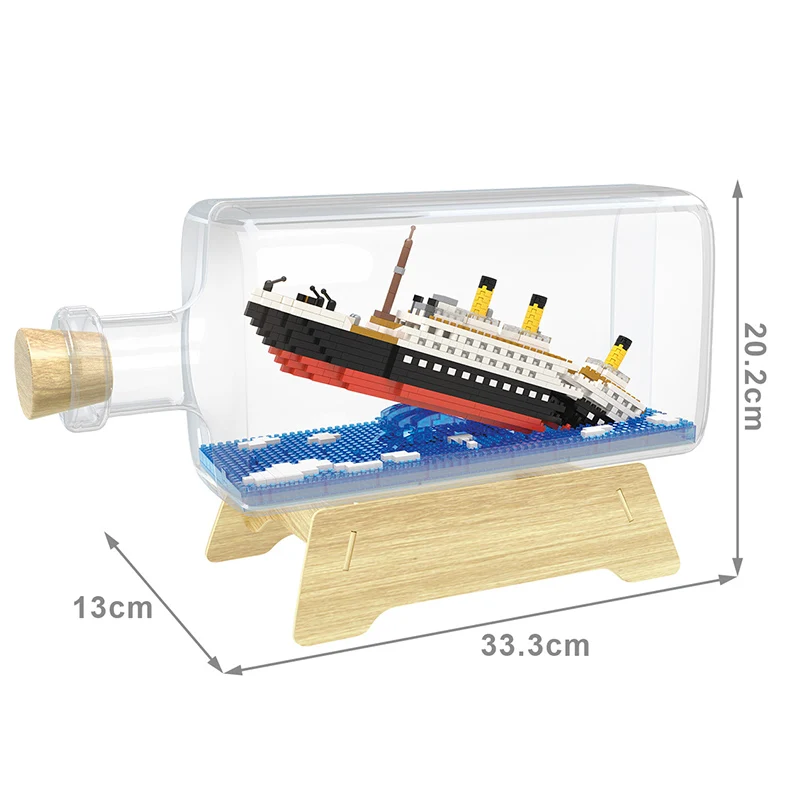 Creative Series 1040Pcs Classic Titanic Ship in Bottle Decoration Model Building Blocks Diamond Micro Bricks Toys Kids Gifts | Игрушки и